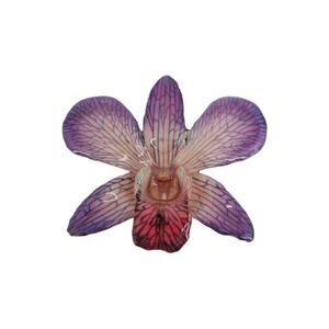 Vintage Real Dendrobium Orchid Pendant Brooch: Handmade Resin Botanical Jewelry